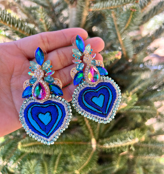Blue Heart Earrings